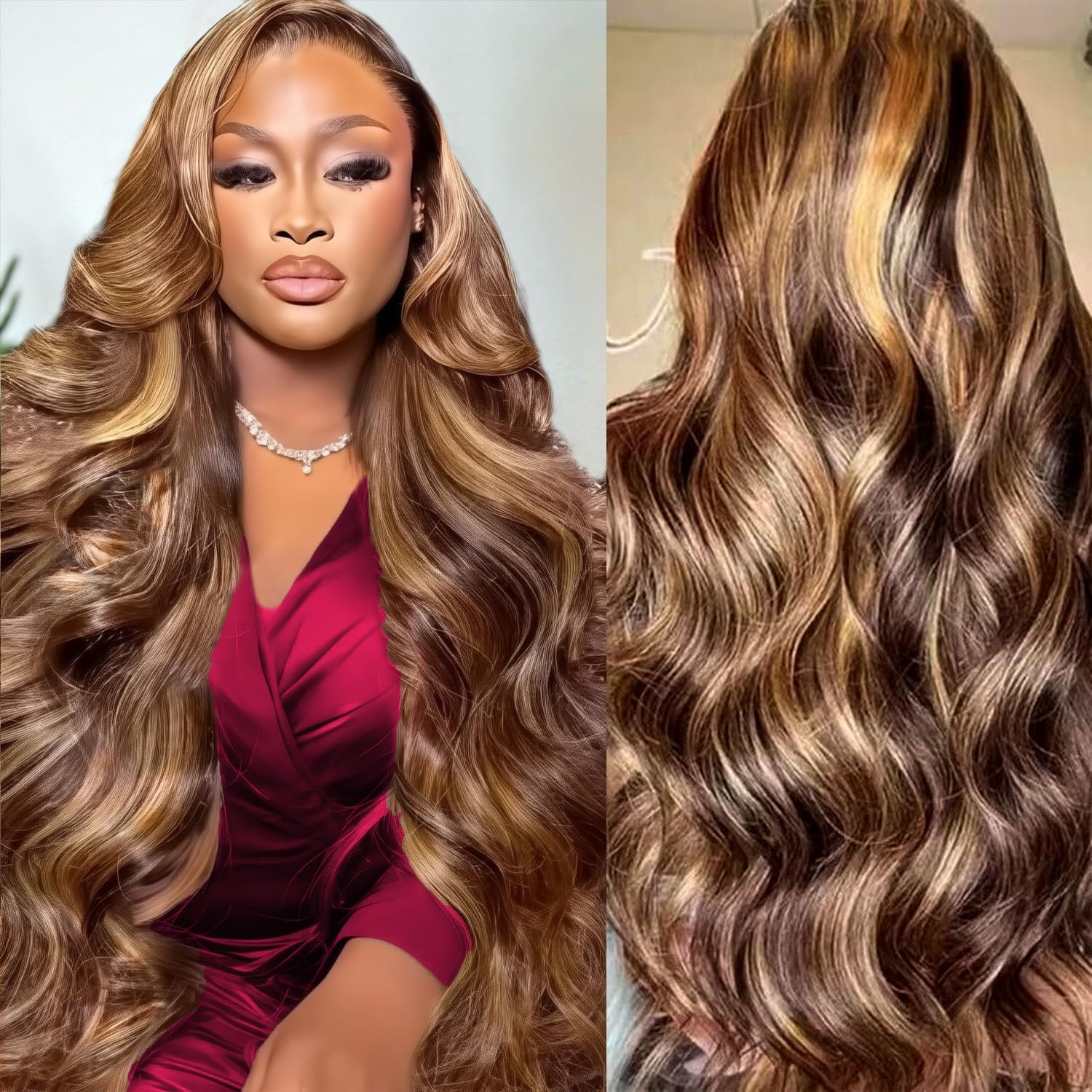 Lace Front Wig - باروكة شعر بشري مموج عالي الجودة