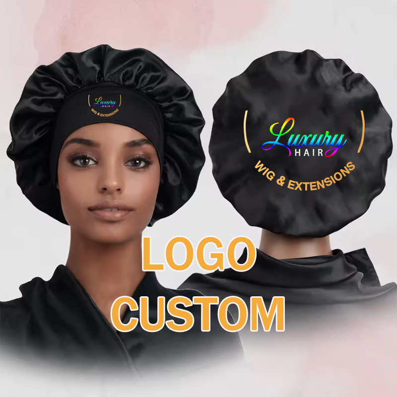 Hair Care Logo - قبعة ساتان للعناية بالشعر، قبعات نوم