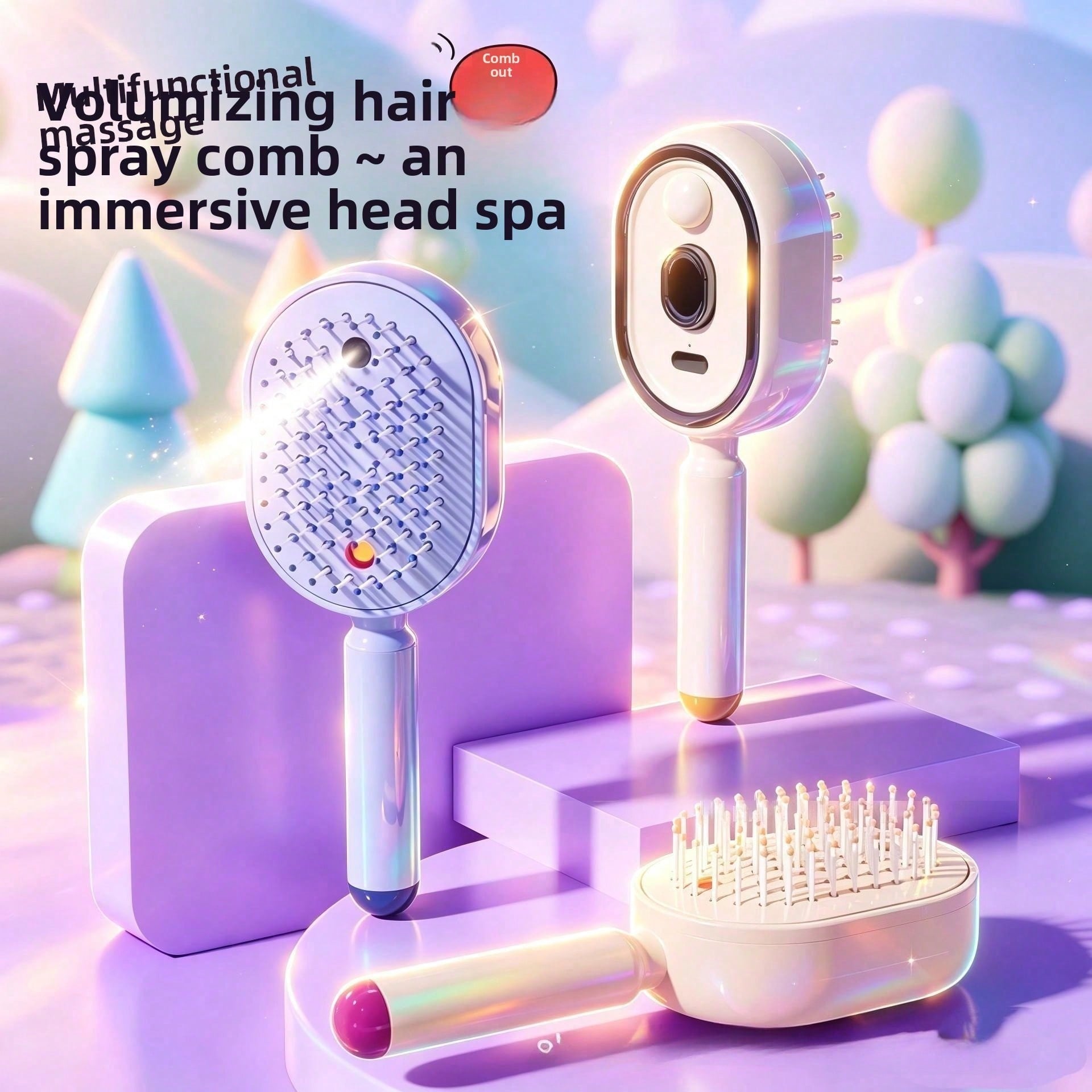 Hair Care Is Self Care - مشط تدليك كهربائي بالهواء المضغوط مع