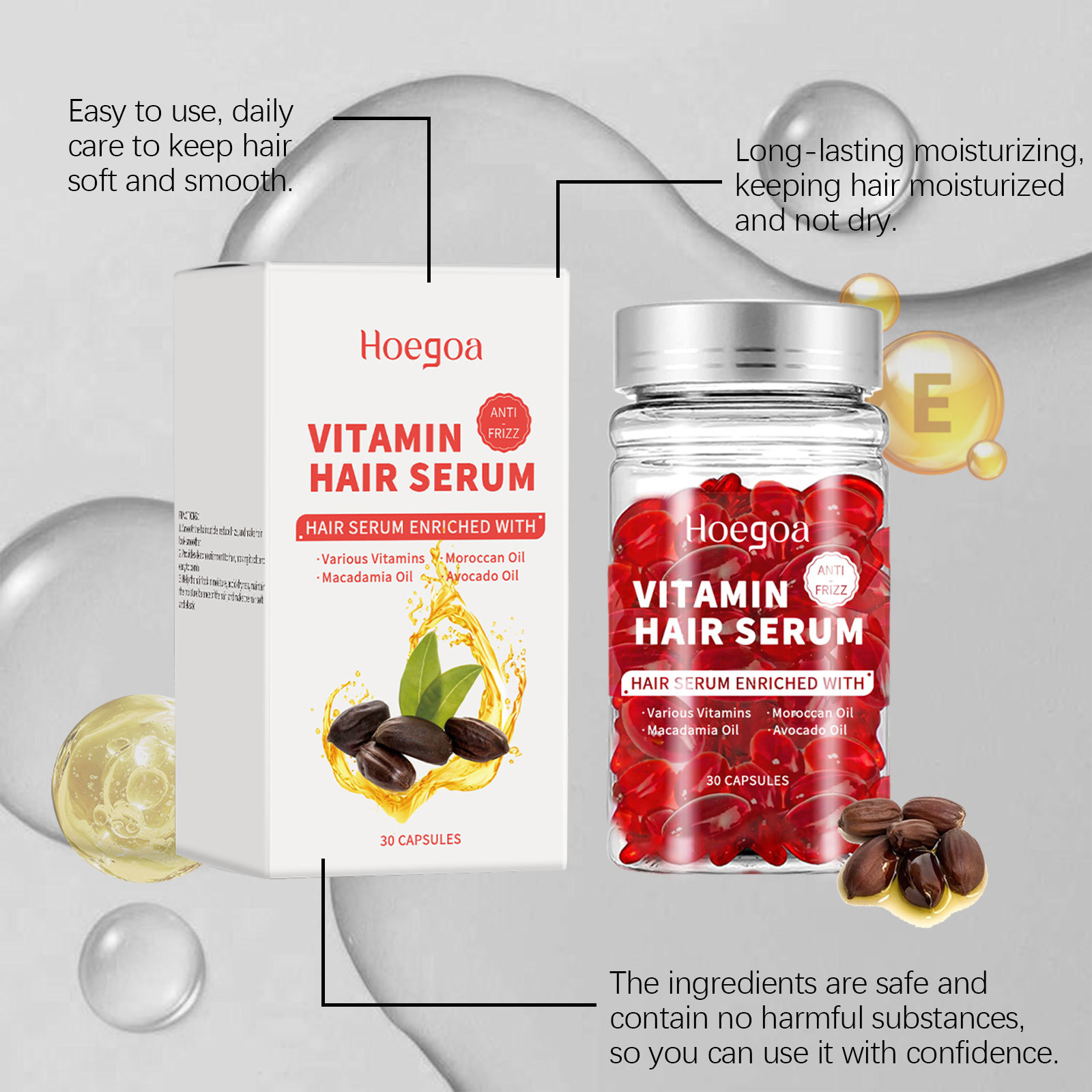 Hair Care Oil Serum - كبسولات مصل العناية بالشعر فيتامين تزيد